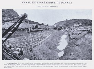 Panama Interoceanic Canal, Culebra Works (zdjęcie czarno-białe) autorstwa French Photographer