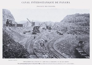 Panama Interoceanic Canal, Śluza Works (zdjęcie bw) autorstwa French Photographer