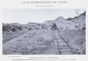 Panama Interoceanic Canal, Śluza Works (zdjęcie bw) autorstwa French Photographer