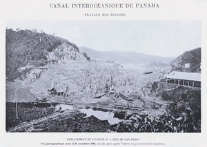 Panama Interoceanic Canal, Śluza Works (zdjęcie bw) autorstwa French Photographer
