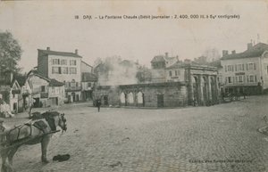 Dax - źródło ciepłej wody (dzienny przepływ: 2400000 litrów w temperaturze 64 stopni). Pocztówka wysłana w 1913 roku. autorstwa French Photographer