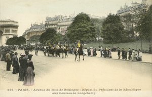 Wyjazd Prezydenta Francji, Longchamp Racecourse, Paryż (kolorowe zdjęcie) autorstwa French Photographer