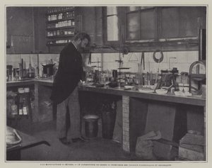 Dyrektor prac naukowo-technicznych w laboratorium chemicznym w fabryce porcelany Sevres we Francji (zdjęcie czarno-białe) autorstwa French Photographer
