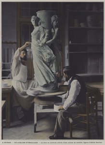 Warsztat emaliowania w fabryce porcelany Sevres we Francji (zdjęcie kolorowe) autorstwa French Photographer