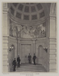 Wejście do pawilonu amerykańskiego, Exposition Universelle 1900, Paryż (zdjęcie czarno-białe) autorstwa French Photographer