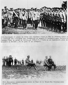 Ostatnie rozmowy cara z wielkim księciem Mikołajem II i generałem Joffre, 1913 autorstwa French Photographer