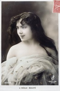 Francuska pocztówka noworoczna przedstawiająca piękną kobietę autorstwa French Photographer