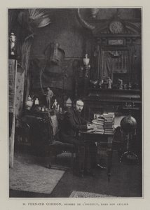 Francuski malarz Fernand Cormon w swojej pracowni (kolor lito) autorstwa French Photographer