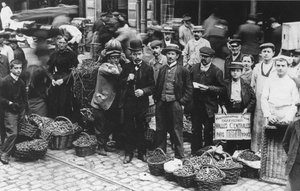 Ogrodnicy rynku Les Halles, Paryż, 1907 autorstwa French Photographer