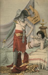 Gladiator i kobieta w łóżku (kolorowe zdjęcie) autorstwa French Photographer