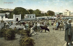 Grand Socco, Tanger, Maroko (zdjęcie kolorowe) autorstwa French Photographer