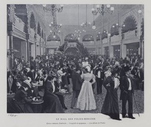 Sala Folies Bergere, Paryż, w przerwie (zdjęcie czarno-białe) autorstwa French Photographer