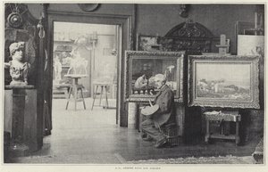 Jean-Leon Gerome w swoim warsztacie autorstwa French Photographer