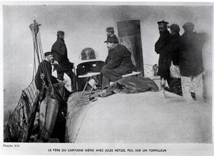 Jules Verne (1828-1905) i syn Julesa Hetzela na torpedzie. autorstwa French Photographer