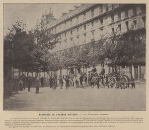 Komuna Paryska, barykada na Alei Wiktorii, 21 maja (zdjęcie czarno-białe) autorstwa French Photographer