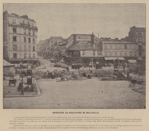 Komuna Paryska, Barykada Boulevard De Belleville (zdjęcie czarno-białe) autorstwa French Photographer