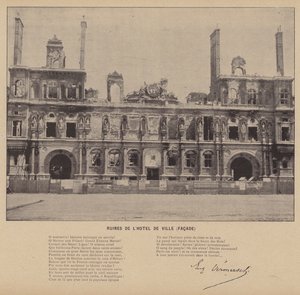Komuna Paryska, Ruiny Hotelu De Ville, Fasada (zdjęcie czarno-białe) autorstwa French Photographer