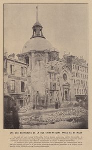 Komuna Paryska, jedna z barykad na rue Saint-Antoine po bitwie (zdjęcie czarno-białe) autorstwa French Photographer