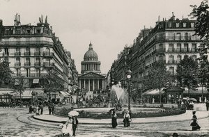 La Rue Soufflot et le Pantheon, The Soufflot Street i Panteon (fotograwiura) autorstwa French Photographer
