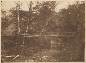 Pejzaż z drzewami i mostem, ok. 1850 (zdjęcie) autorstwa French Photographer