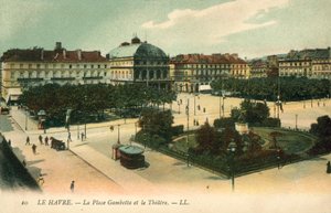 Le Havre, Place Gambetta, Teatr autorstwa French Photographer