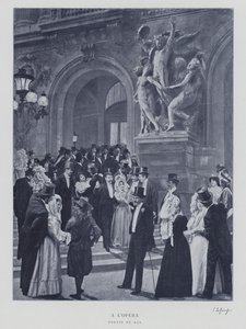 Zostawienie balu w Operze Paryskiej (zdjęcie czarno-białe) autorstwa French Photographer