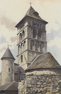 Livernon, kościół, dzwonnica i apsyda autorstwa French Photographer