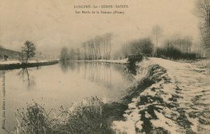 Longpre-les-Corps-Saints - zimą brzegi Sommy. Pocztówka wysłana w 1913 roku. autorstwa French Photographer