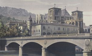 Lyon, Archeveche, Katedra St-Jean i zbocze Fourviere autorstwa French Photographer