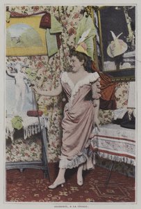 Mademoiselle Gilberte, francuska piosenkarka w La Cigale, Paryż (kolorowe zdjęcie) autorstwa French Photographer
