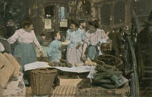 Stragan w Les Halles w Paryżu, Francja. Pocztówka wysłana w 1913 roku. autorstwa French Photographer