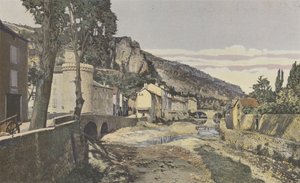 Meyrueis, La Jonte, w dolnej części miasta autorstwa French Photographer