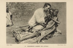 Misjonarz opiekujący się trędowatymi autorstwa French Photographer