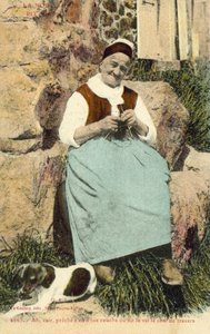 Stara kobieta robi na drutach (kolorowe zdjęcie) autorstwa French Photographer