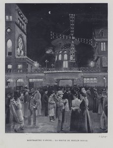 Poza Moulin Rouge, Montmartre, Paryż (zdjęcie czarno-białe) autorstwa French Photographer