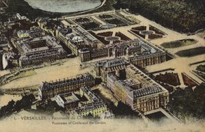 Panoramiczny widok na Pałac i Ogrody Wersalskie (zdjęcie kolorowe) autorstwa French Photographer