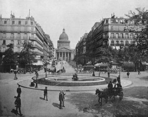 Paryż - Place Medicis, Rue Soufflot i Panteon (zdjęcie czarno-białe) autorstwa French Photographer