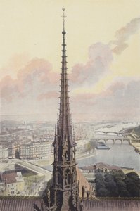Paryż, Strzała Notre-Dame, Widok z Wieży Południowej autorstwa French Photographer