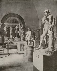 Paryż: Galeria Boga Rzeki Tyber, Luwr (zdjęcie czarno-białe) autorstwa French Photographer