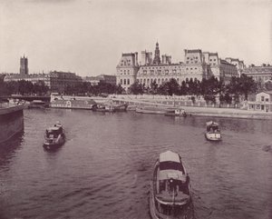 Paryż: Hotel de Ville, od strony rzeki (zdjęcie czarno-białe) autorstwa French Photographer