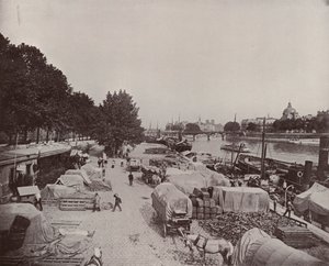 Paryż: Scena przy grobli w Paryżu (zdjęcie czarno-białe) autorstwa French Photographer