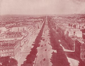 Paryż: Perspektywa Pól Elizejskich (zdjęcie czarno-białe) autorstwa French Photographer