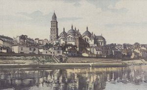 Perigueux, Katedra Saint-Front, Widok z lewego brzegu wyspy autorstwa French Photographer