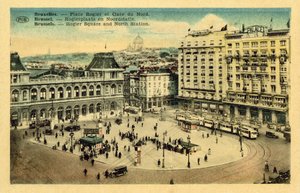 Place Rogier i Gare du Nord, Bruksela (kolorowe zdjęcie) autorstwa French Photographer