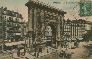 Porte Saint-Denis w Paryżu, Francja. Pocztówka wysłana w 1913 roku. autorstwa French Photographer