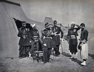 Kara, żołnierze armii francuskiej podczas kampanii krymskiej w 1854 r. Fotografia, koniec XIX wieku. autorstwa French Photographer