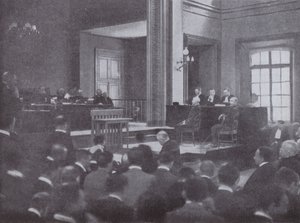 Ponowny proces w sprawie Alfreda Dreyfusa, oficera armii francuskiej niesłusznie skazanego za zdradę, Rennes, Francja, 1899 autorstwa French Photographer