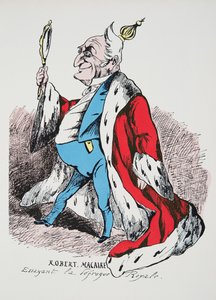 Robert Macaire - Próbując na Royal Disfrock, z Histoire de la Troisieme Republique, tom. I, Historia polityczna, wyd. 1933 (kolor lito) autorstwa French Photographer