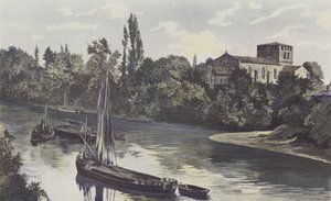 Saint-Denis-de-Piles, kościół, razem na brzegach wyspy autorstwa French Photographer
