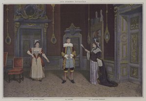 Scena ze spektaklu Les Femmes Savantes Moliera (zdjęcie kolorowe) autorstwa French Photographer